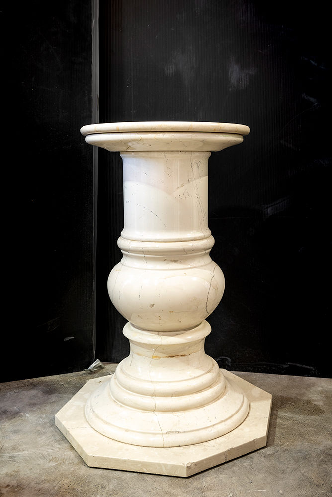 Ornate Crema Marfil Marble Column